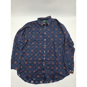 Hunt Club Mens Long Sleeve Button Down Shirt XL Tall Geometric Print Casual